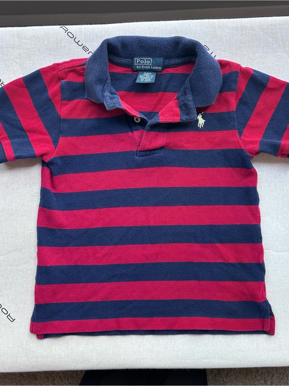 Vintage Polo by Ralph Lauren red and navy blue striped cotton kids polo shirt